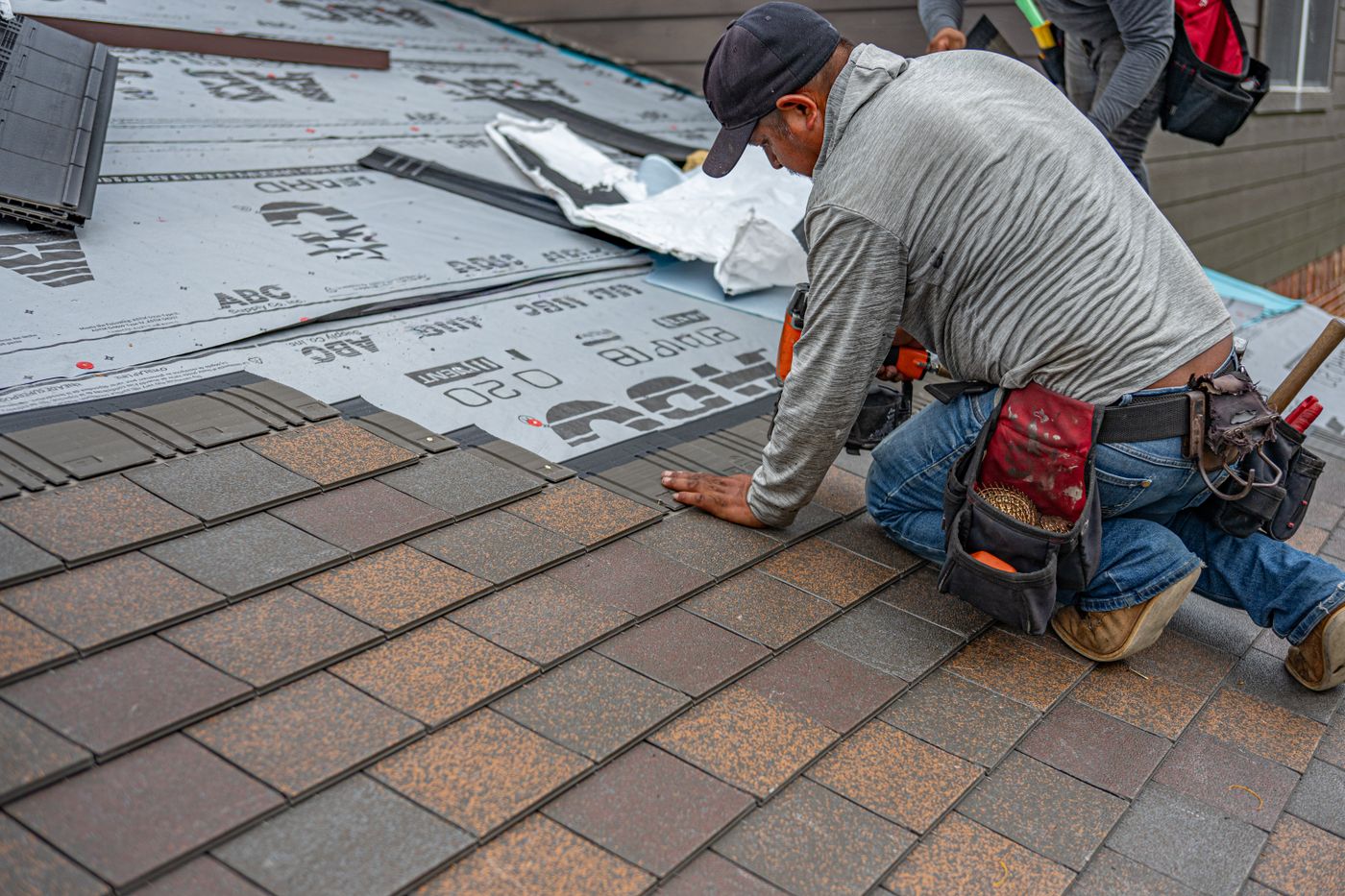 New architectural shingles being installed